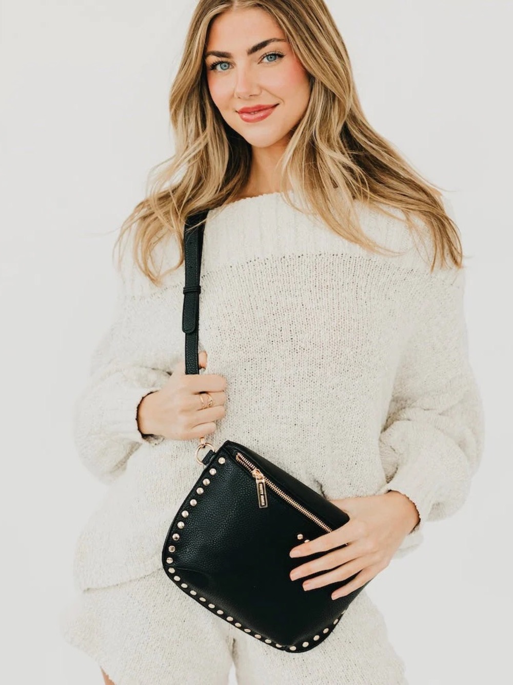 Pretty Simple Pebbled Sabrina Bum Bag Vegan Leather Edgy Sophistication Black - Picture 2 of 4